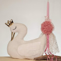 Set of Easter candle and cushion swan