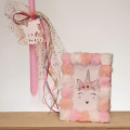 Set of Easter candle and photo frame unicorn