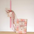 Set of Easter candle and photo frame unicorn