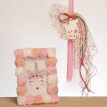 Set of Easter candle and photo frame unicorn