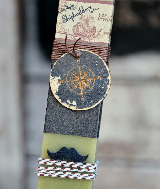 Easter candle for men Vintage Compass