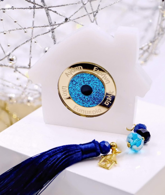Lucky charm home with resin evil eye