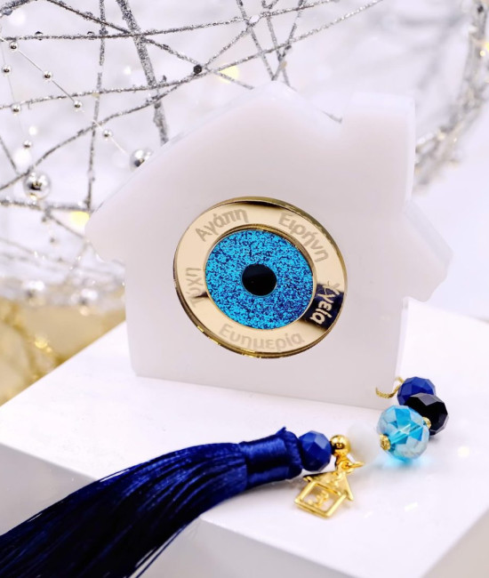 Lucky charm home with resin evil eye