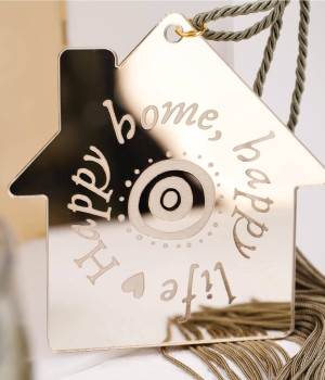 Ασημί Κρεμαστό Γούρι 2026 - Σπίτι σε Κουτί Δώρου