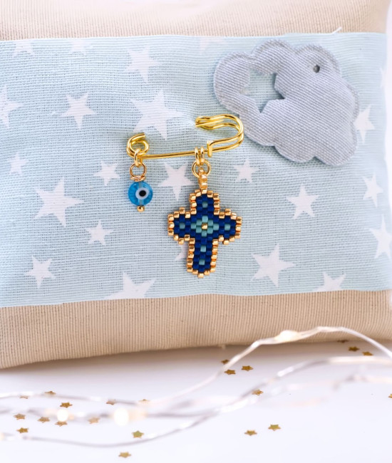 Μαξιλάρι Φυλαχτό για Νεογέννητο –  Σταυρός από Χάντρες Miyuki Μαξιλάρι Φυλαχτό για Νεογέννητο –  Σταυρός από Χάντρες Miyuki