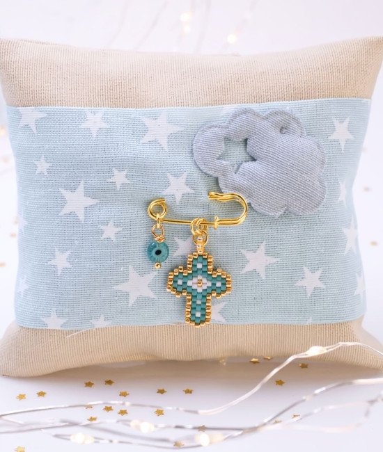 Μαξιλάρι Φυλαχτό για Νεογέννητο –  Σταυρός από Χάντρες Miyuki Μαξιλάρι Φυλαχτό για Νεογέννητο –  Σταυρός από Χάντρες Miyuki