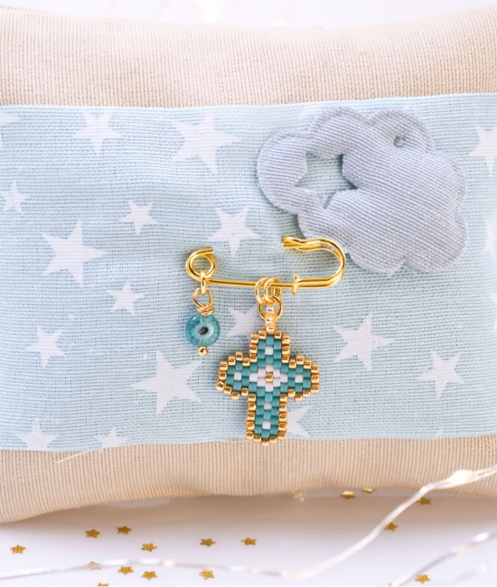 Μαξιλάρι Φυλαχτό για Νεογέννητο –  Σταυρός από Χάντρες Miyuki Μαξιλάρι Φυλαχτό για Νεογέννητο –  Σταυρός από Χάντρες Miyuki