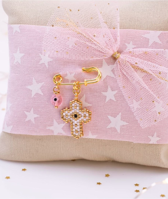 Μαξιλάρι Φυλαχτό για Νεογέννητο –  Σταυρός από Χάντρες Miyuki Μαξιλάρι Φυλαχτό για Νεογέννητο –  Σταυρός από Χάντρες Miyuki