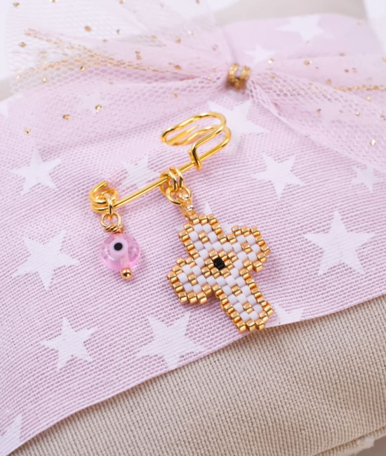 Μαξιλάρι Φυλαχτό για Νεογέννητο –  Σταυρός από Χάντρες Miyuki Μαξιλάρι Φυλαχτό για Νεογέννητο –  Σταυρός από Χάντρες Miyuki