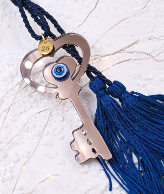 Handmade 2026 Good Luck Charm – Plexiglass Key & Acrylic Evil Eye