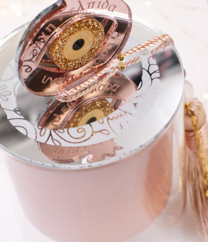 Scented 2026 Lucky Candle with Lid: Pomegranate & Glittered Evil Eye
