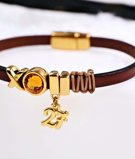 Βραχιόλι Γούρι 2027 με Κρύσταλλο Swarovski - Dark Brown