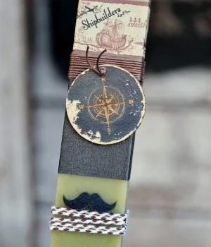 Easter candle for men Vintage Compass