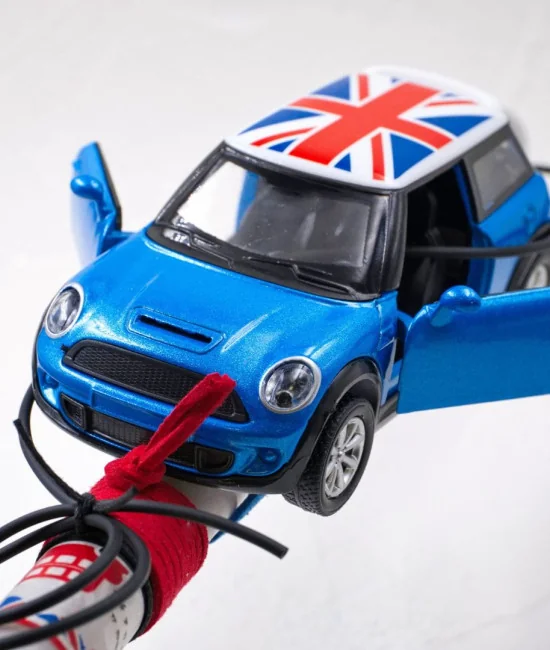 Mini Cooper Car Blue Easter Candle 