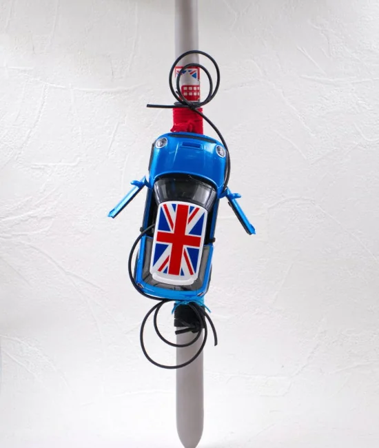 Mini Cooper Car Blue Easter Candle 