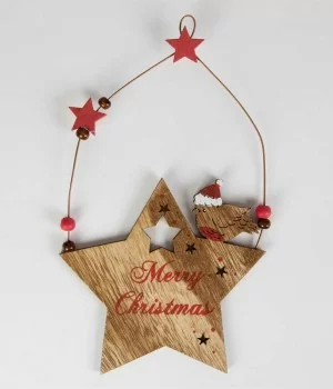Στολίδι Merry Christmas Star & Robin 